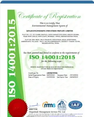 Quality certificates displayed at heat exchanger manufacturing plant
