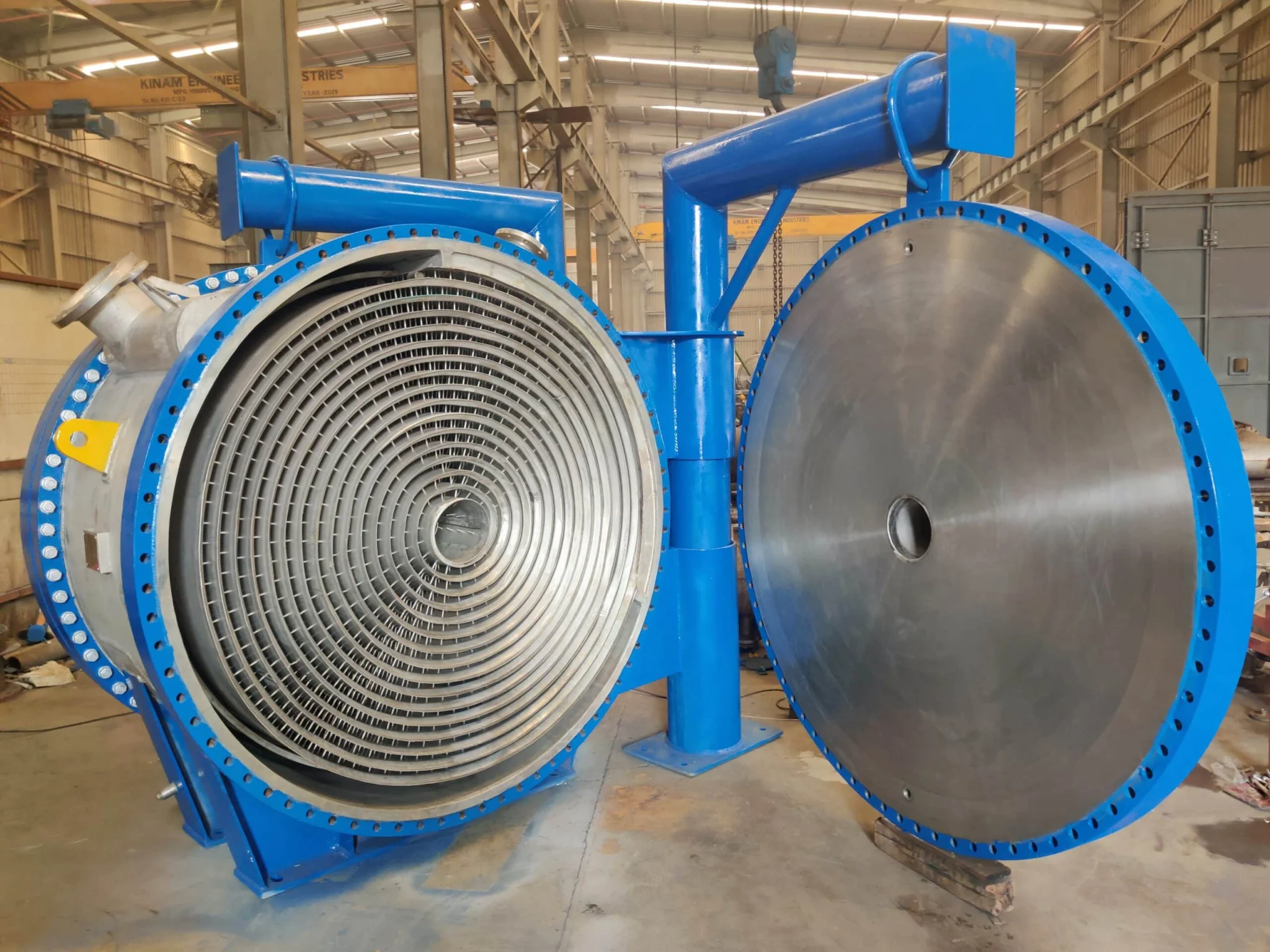 Industrial spiral heat exchanger used as reflux condenser